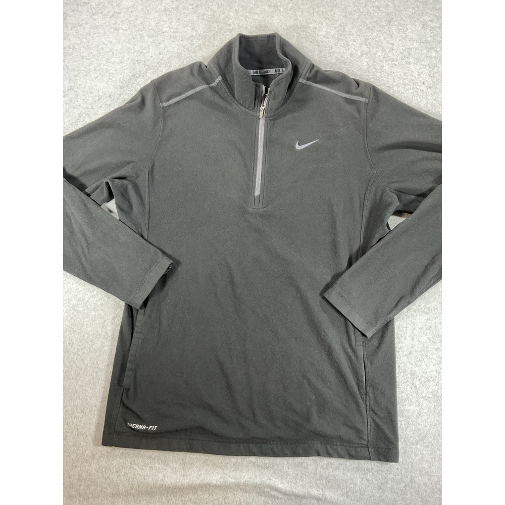 Nike Therma-FIT Mens Large Gray Quarter Zip Fleece Pullover 416343-010 2936
